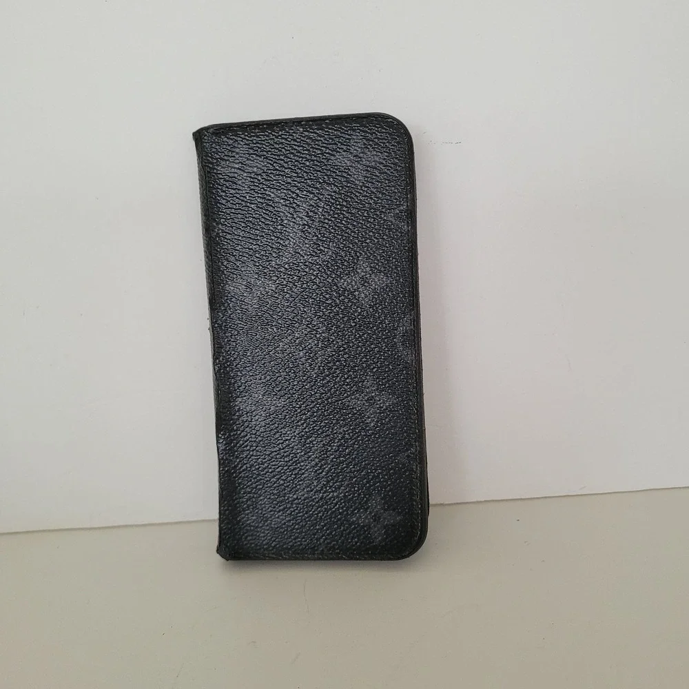 Louis Vuitton Monogram Eclipse iPhone X XS Folio Case Black Grey M63446 BC0121
